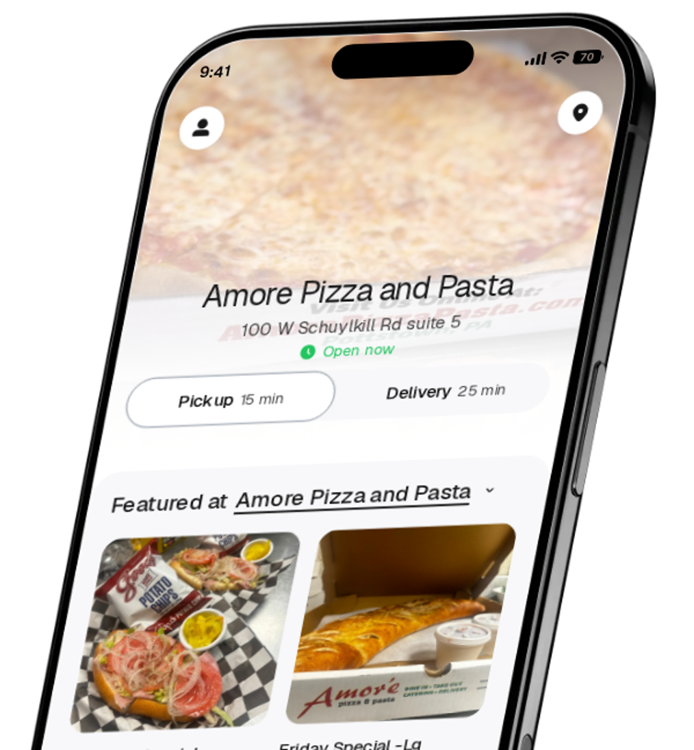 Amore Pizza and Pasta app preview