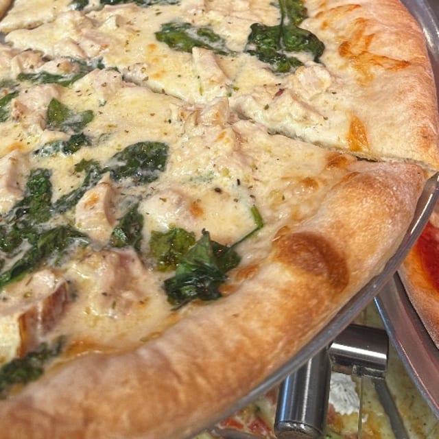Chicken Alfredo Pizza.